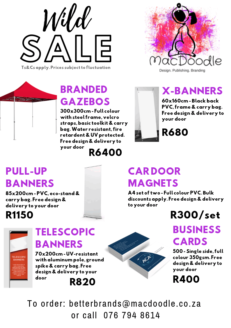Howick, KZN, Midlands, Branded Gazebos, business cards, flyers, Pull up banners